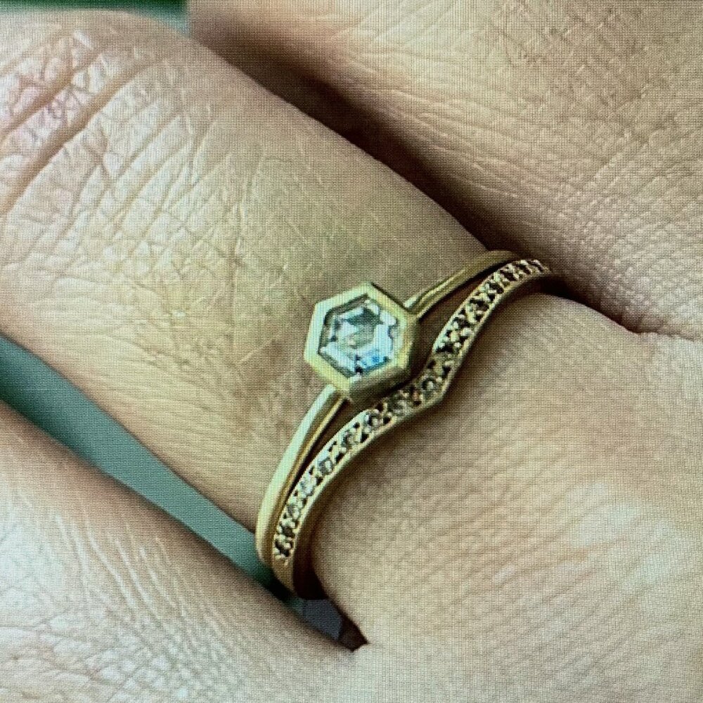 One-of-a-Kind Diamond Ring and Wedding Band Set by Satomi Kawakita - Picture 7 of 7